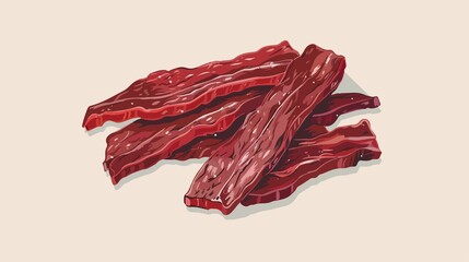 Premium Quality Dried Beef Jerky Vector Illustration for Food Packaging Design
