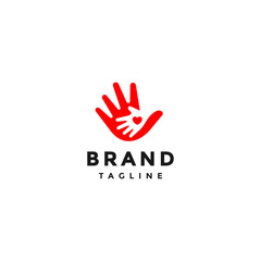 Happiness Gives Love to Parents Logo Design. Small Hands Put Love In Big Hands Logo Design.