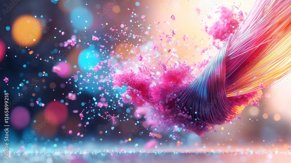 Poster dynamic color explosion creative studio abstract art vibrant setting close-up view artistic expressi