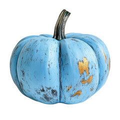 Light Blue Painted Pumpkin for Fall Decor on transparent background