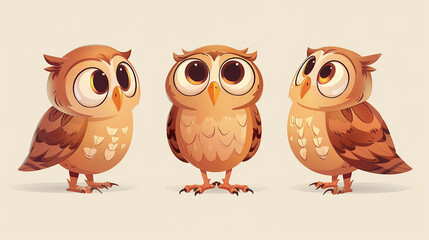 Adorable Cartoon Owls Illustration