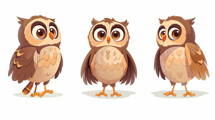 Obraz premium Adorable Cartoon Owls Illustration