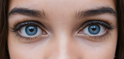 Obraz premium close up of woman face and blue eyes 