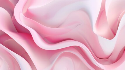 Fototapeta premium Smooth pink and white waves intertwine creating a mesmerizing abstract design, ideal for wallpapers, backgrounds, or artistic projects
