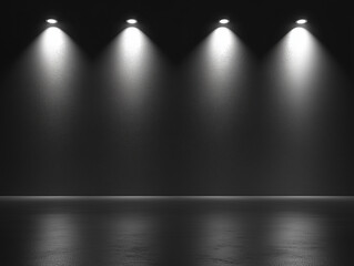black studio background illuminated by white lighting sets stage for professional stock photography