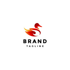 Obraz premium Red Duck Burning Fire Logo Design. Elegant Red Fiery Duck Logo Design.