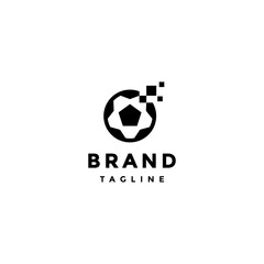 Obraz premium Soccer Ball Match Data Logo Design. Simple Football Icon With Pixel Data Accent Logo Design.
