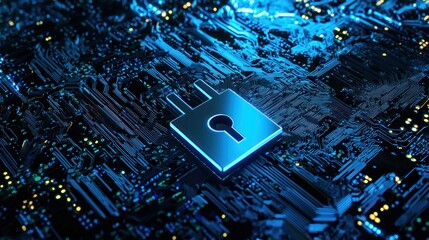 Cybersecurity: Digital Lock on Circuit Board