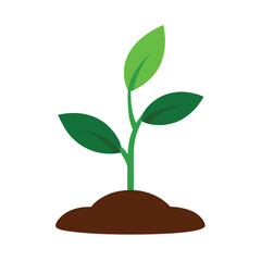Growing Young Plant in Soil Vector Illustration - Cartoon, Clipart, Line Art Design.eps