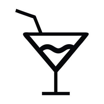 recommend clip art: Simple black line art of a martini glass with a straw.