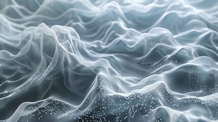 Obraz premium A close-up view of flowing translucent fabric with sparkling particles, soft background, concept of elegance