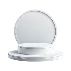 White Round podium isolated on transparent background for product presentation. Generative AI