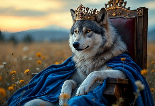 Majestic Wolf King: A Regal Portrait in Golden Hour