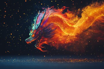 Fiery Dragon Soaring Through Embers And Night