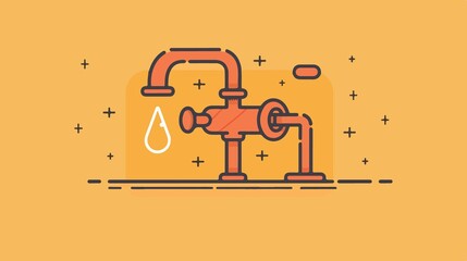 Modern Faucet Tap Spigot with Water Drip Vector Icon for Graphic Design Projects
