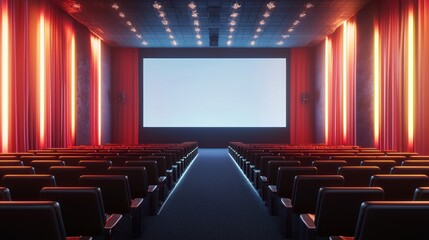 Fototapeta premium Empty Retro Cinema Theater: Awaiting the Show