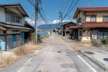 Obraz premium Overgrown Coastal Roadway, Japan