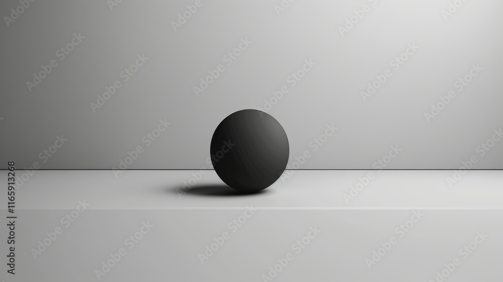 Poster simple yet striking minimalist wallpaper featuring a black sphere casting a shadow on a white surfac