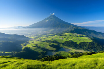 Fototapeta premium Volcanic Landscape Illustration