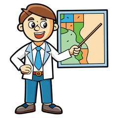 Teacher Pointing to Map or Chart - Confident and Precise Variant