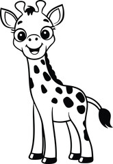 Cute baby giraffe silhouette vector illustration, giraffe line art vector, Funny giraffe vector illustration design