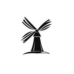 Fototapeta premium Black and white stylized image of a windmill
