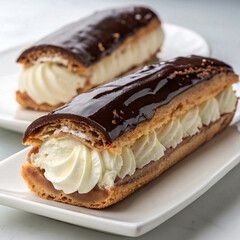 Whipped Cream on Chocolate Eclair