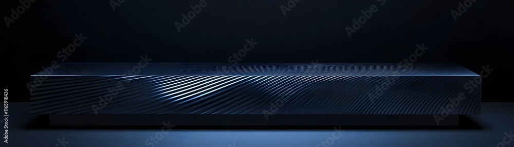 Poster abstract dark blue rectangular platform with linear texture