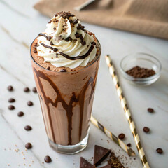 Whipped Cream on Chocolate Milkshake
