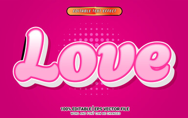 Love pink bold 3d cute couple cartoon 3d text effect design