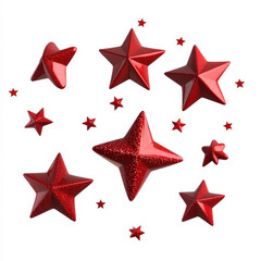 Fototapeta premium Shiny Red Stars in Various Shapes and Sizes for Festive Decorations and Celebrations with Sparkling Glitter Effects