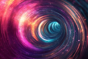 Abstract swirling cosmic tunnel of vibrant light and color