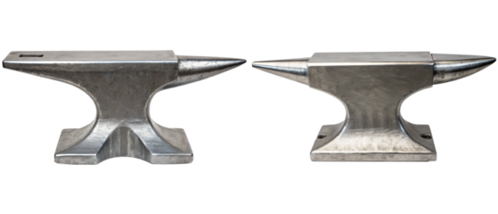 Two metal anvils isolated with transparent background