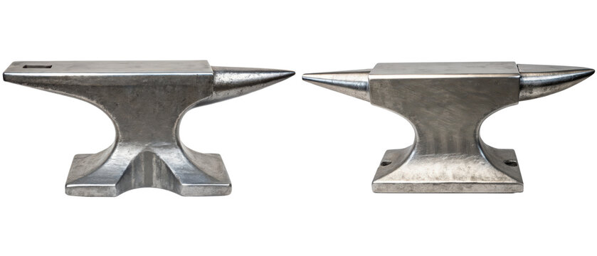 Two metal anvils isolated with transparent background