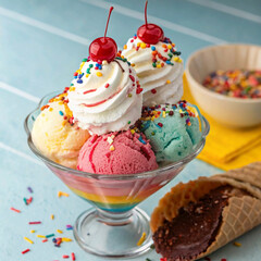 Whipped Cream on Ice Cream Sundae