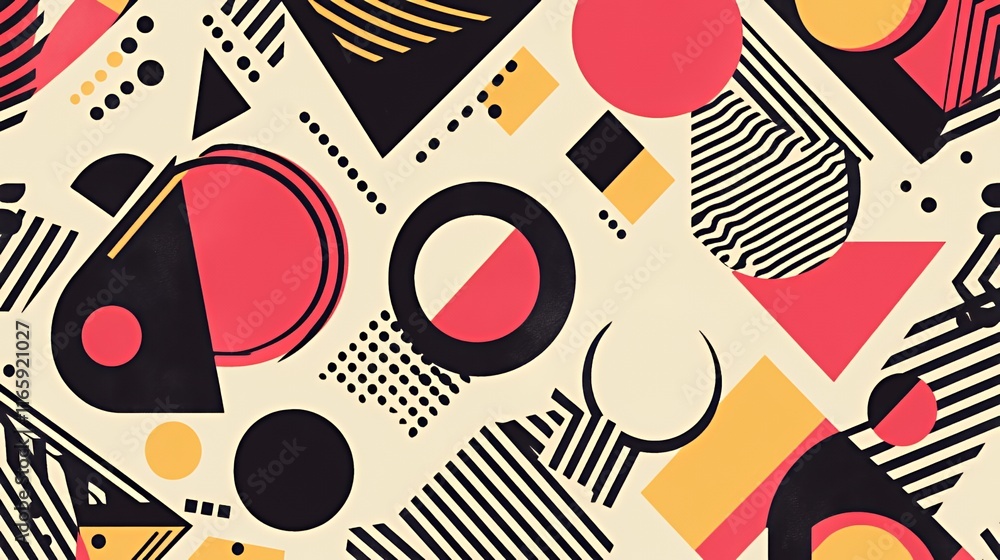 Poster abstract geometric design with bold colors and shapes