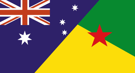Flag of Australia and French Guiana. Two Flag Together. Diplomatic relations