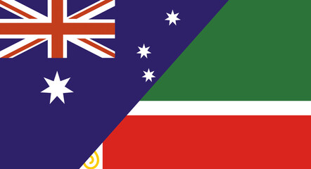 Flag of Australia and Chechnya. Two Flag Together. Diplomatic relations