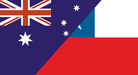 Flag of Australia and Chile. Two Flag Together. Diplomatic relations