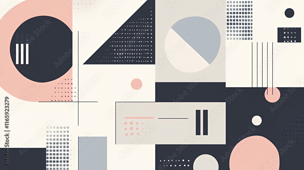 Poster Abstract Geometric Design with Circles Triangles and Squares