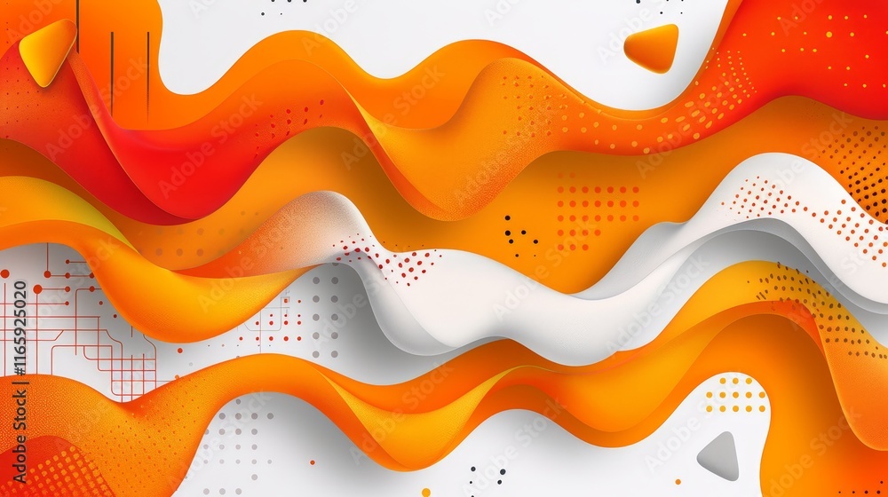 Poster abstract geometric pattern with orange and yellow gradient in diagonal stripes for banner design