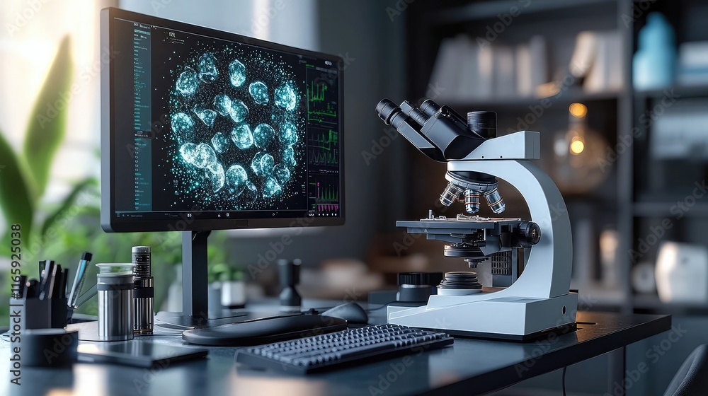 Aufkleber digital microscope for advanced medical analysis a high-powered digital microscope with a large scre
