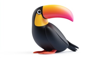 Naklejka premium Cartoon toucan bird illustration, isolated on white background.