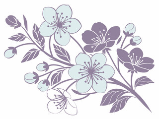 Generate overlapping floral silhouettes in pastel blue and lavender.