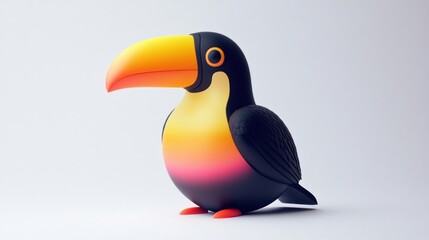 Fototapeta premium Colorful 3D rendered toucan bird illustration.