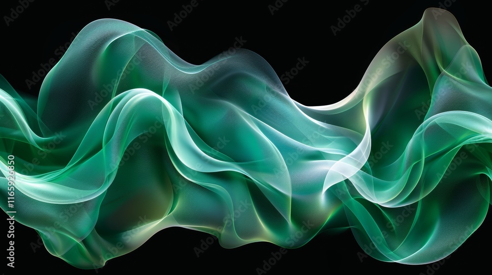 Poster abstract gradient background in deep blue and green tones with textured circular elements