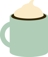 Morning cup of coffee for waking up. Cup coffee side view. Chocolate drink aroma hot restaurant mug. Eps 10.