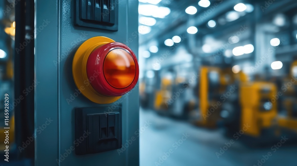 Aufkleber emergency stop button as a warning symbol for workers to prevent accidents and reduce risks in indus