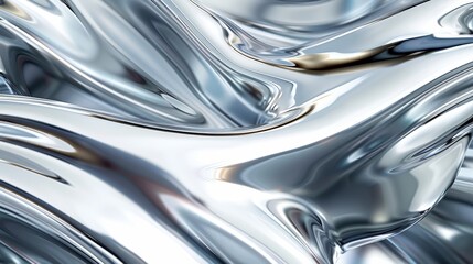 Metallic silver liquid forming smooth waves, creating a modern and elegant abstract background, perfect for wallpapers, websites, and graphic design projects