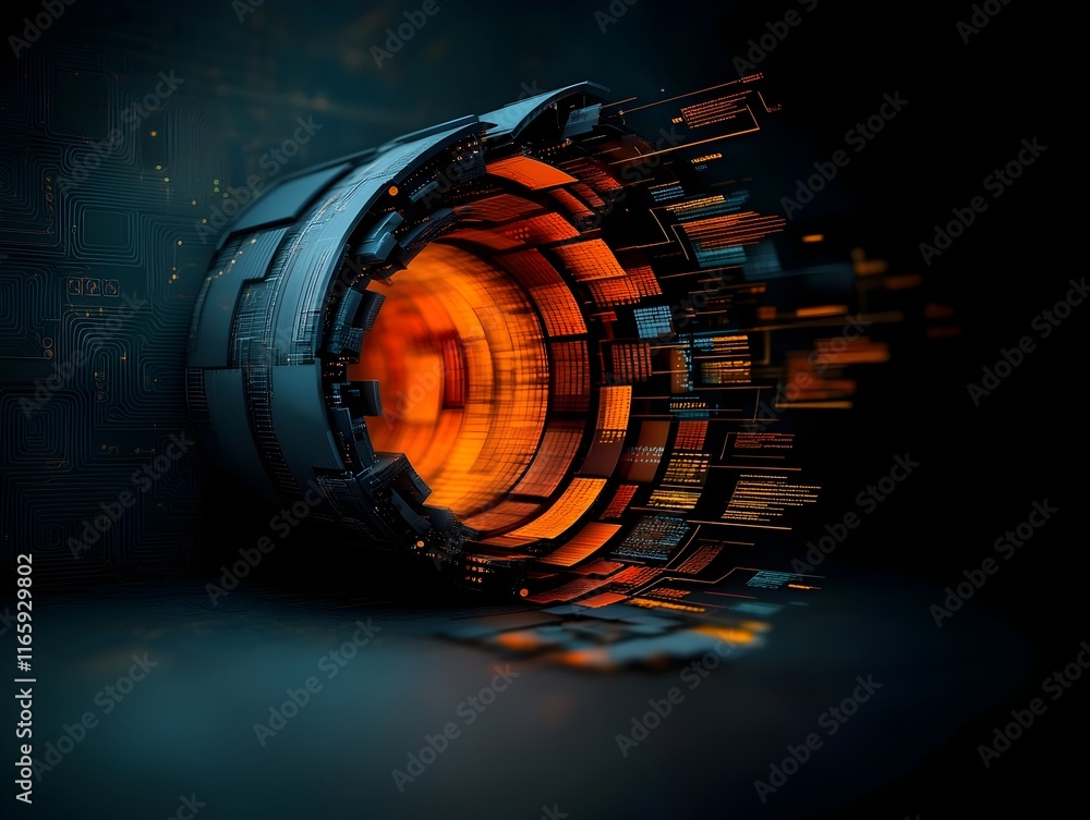 Poster captivating digital realm of pulsing data flows and holographic projections a mesmerizing futuristic